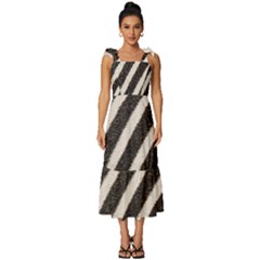 Zebra Zebra Pattern Zebra Fur Zebra Print Strip Tie-strap Tiered Midi Chiffon Dress by Azkajaya