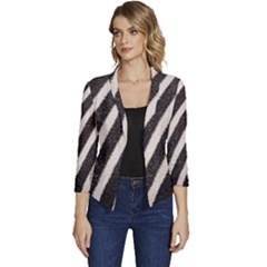 Zebra Zebra Pattern Zebra Fur Zebra Print Strip Women s Casual 3/4 Sleeve Spring Jacket by Azkajaya