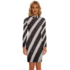 Zebra Zebra Pattern Zebra Fur Zebra Print Strip Long Sleeve Shirt Collar Bodycon Dress by Azkajaya