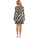 Zebra Zebra Pattern Zebra Fur Zebra Print Strip Long Sleeve Wide Neck Velvet Dress View4