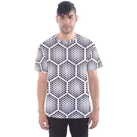 Halftone Tech Hexagons Seamless Pattern Men s Sport Mesh T-shirt by Ket1n9