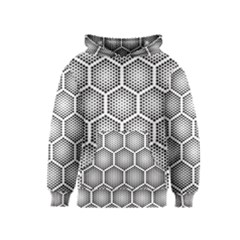 Halftone Tech Hexagons Seamless Pattern Kids  Pullover Hoodie