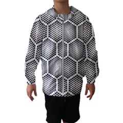 Halftone Tech Hexagons Seamless Pattern Kids  Hooded Windbreaker