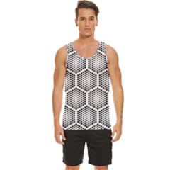 Halftone Tech Hexagons Seamless Pattern Men s Wide Collar Tank Top