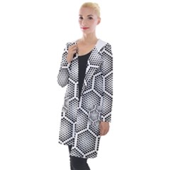 Halftone Tech Hexagons Seamless Pattern Hooded Pocket Cardigan by Ket1n9