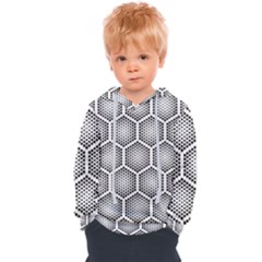 Halftone Tech Hexagons Seamless Pattern Kids  Overhead Hoodie by Ket1n9