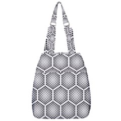 Halftone Tech Hexagons Seamless Pattern Center Zip Backpack by Ket1n9