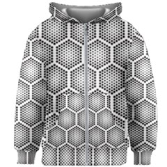 Halftone Tech Hexagons Seamless Pattern Kids  Zipper Hoodie Without Drawstring