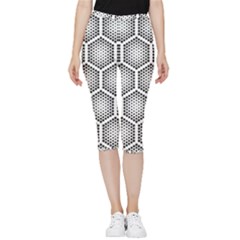 Halftone Tech Hexagons Seamless Pattern Inside Out Lightweight Velour Capri Leggings  by Ket1n9