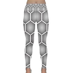 Halftone Tech Hexagons Seamless Pattern Lightweight Velour Classic Yoga Leggings by Ket1n9