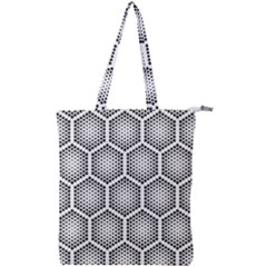 Halftone Tech Hexagons Seamless Pattern Double Zip Up Tote Bag by Ket1n9