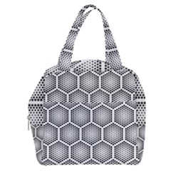 Halftone Tech Hexagons Seamless Pattern Boxy Hand Bag by Ket1n9