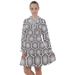 Halftone Tech Hexagons Seamless Pattern All Frills Chiffon Dress by Ket1n9