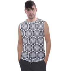 Halftone Tech Hexagons Seamless Pattern Men s Regular Tank Top by Ket1n9