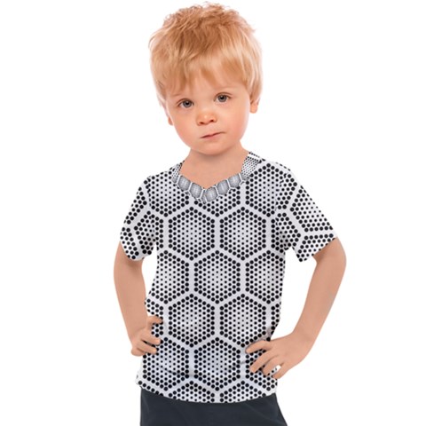 Halftone Tech Hexagons Seamless Pattern Kids  Sports T-shirt by Ket1n9