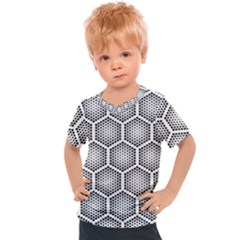 Halftone Tech Hexagons Seamless Pattern Kids  Sports T-shirt