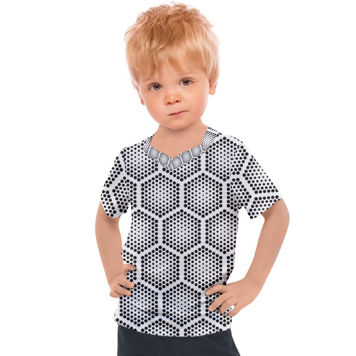 Halftone Tech Hexagons Seamless Pattern Kids  Sports T-Shirt