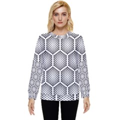 Halftone Tech Hexagons Seamless Pattern Hidden Pocket Sweatshirt