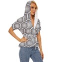 Halftone Tech Hexagons Seamless Pattern Lightweight Drawstring Hooded Top View3