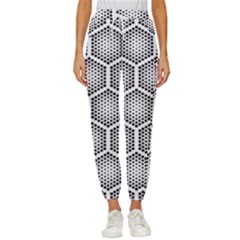 Halftone Tech Hexagons Seamless Pattern Women s Cropped Drawstring Pants by Ket1n9