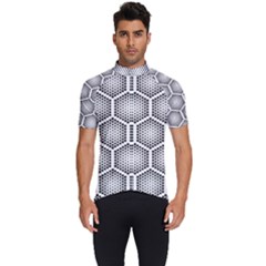 Halftone Tech Hexagons Seamless Pattern Men s Short Sleeve Cycling Jersey by Ket1n9