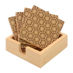 Halftone Tech Hexagons Seamless Pattern Bamboo Coaster Set by Ket1n9