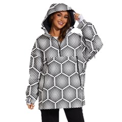 Halftone Tech Hexagons Seamless Pattern Women s Ski And Snowboard Waterproof Breathable Jacket