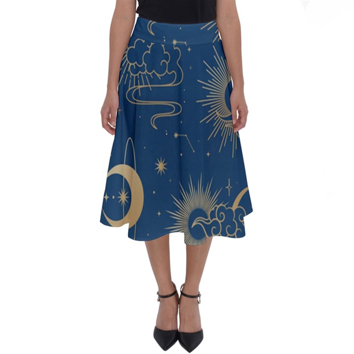 Seamless Galaxy Pattern Perfect Length Midi Skirt