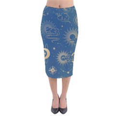 Seamless Galaxy Pattern Velvet Midi Pencil Skirt by Ket1n9