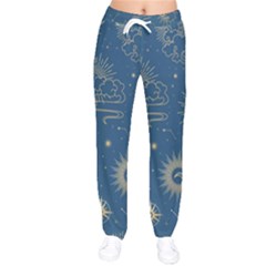 Seamless Galaxy Pattern Women Velvet Drawstring Pants