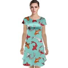 Pattern With Koi Fishes Cap Sleeve Nightdress by Ket1n9