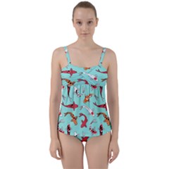 Pattern With Koi Fishes Twist Front Tankini Set by Ket1n9