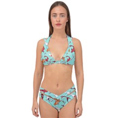 Pattern With Koi Fishes Double Strap Halter Bikini Set by Ket1n9