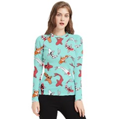 Pattern With Koi Fishes Women s Long Sleeve Rash Guard by Ket1n9