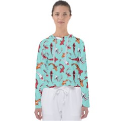 Pattern With Koi Fishes Women s Slouchy Sweat