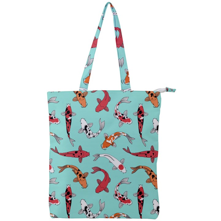 Pattern With Koi Fishes Double Zip Up Tote Bag