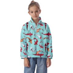 Pattern With Koi Fishes Kids  Half Zip Hoodie