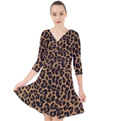 Tiger Skin Art Pattern Quarter Sleeve Front Wrap Dress by Ket1n9