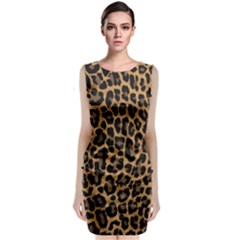 Tiger Skin Art Pattern Sleeveless Velvet Midi Dress