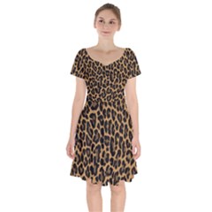 Tiger Skin Art Pattern Short Sleeve Bardot Dress by Ket1n9