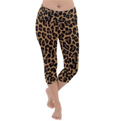 Tiger Skin Art Pattern Lightweight Velour Capri Yoga Leggings by Ket1n9