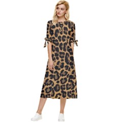 Tiger Skin Art Pattern Bow Sleeve Chiffon Midi Dress by Ket1n9