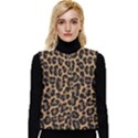 Tiger Skin Art Pattern Women s Button Up Puffer Vest View1