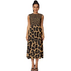 Tiger Skin Art Pattern Sleeveless Round Neck Midi Dress by Ket1n9