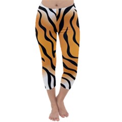 Tiger Skin Pattern Capri Winter Leggings 