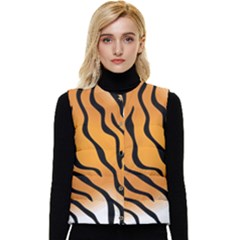 Tiger Skin Pattern Women s Button Up Puffer Vest by Ket1n9