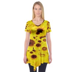 Beautiful Sunflowers Short Sleeve Tunic  by Ket1n9