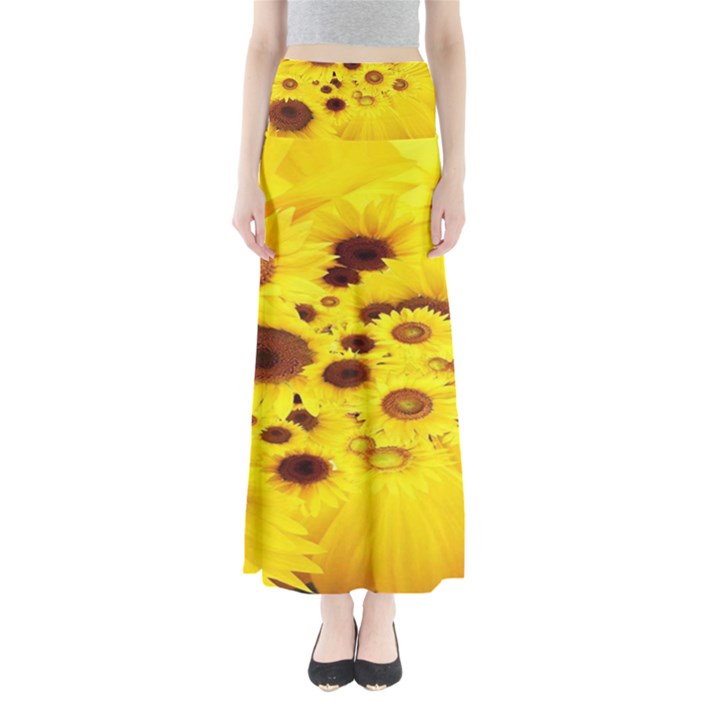 Beautiful Sunflowers Full Length Maxi Skirt