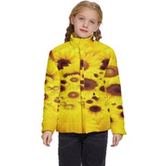 Beautiful Sunflowers Kids  Puffer Bubble Jacket Coat by Ket1n9