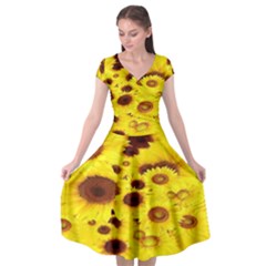 Beautiful Sunflowers Cap Sleeve Wrap Front Dress by Ket1n9